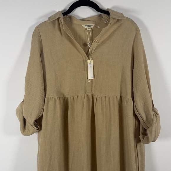 NWT Max Studio Safari Tab Sleeve Collar V-Neck tiered maxi dress - Picture 3 of 9